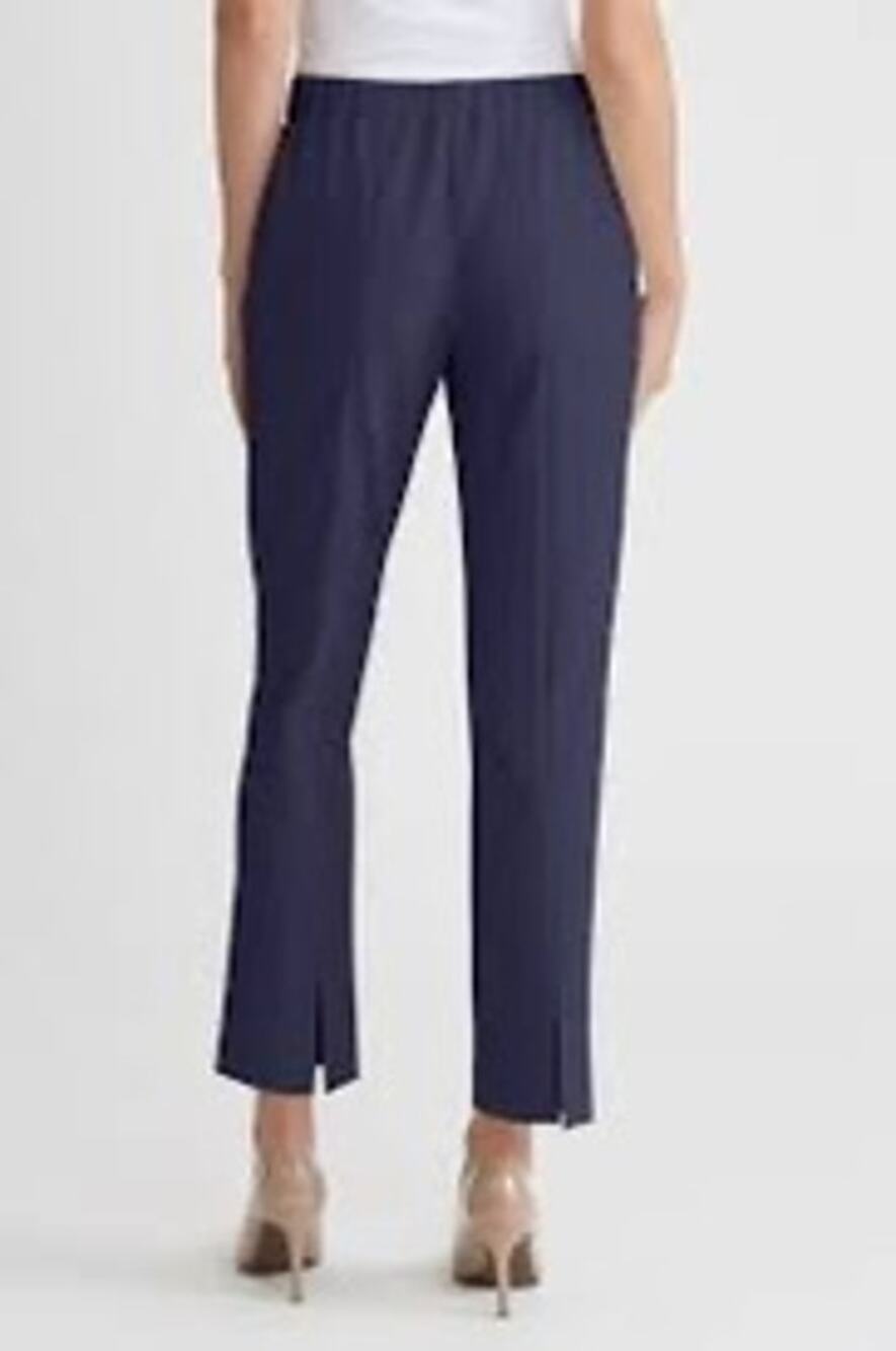 Ming Wang Women’s Pull-On Straight Leg Pants Navy Size L NWT Stretch $170
